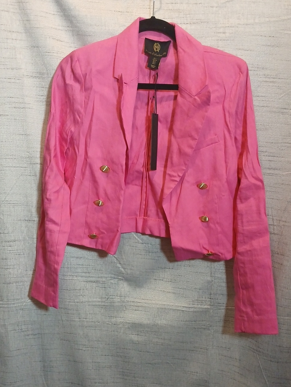 House of Harlow 1960 Hot Pink Double-Breasted Cropped Blazer Sz S NWT